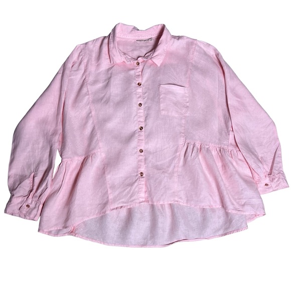 Holding Horses x Anthropologie Light Peach Linen Button-Up Size L - Picture 14 of 14